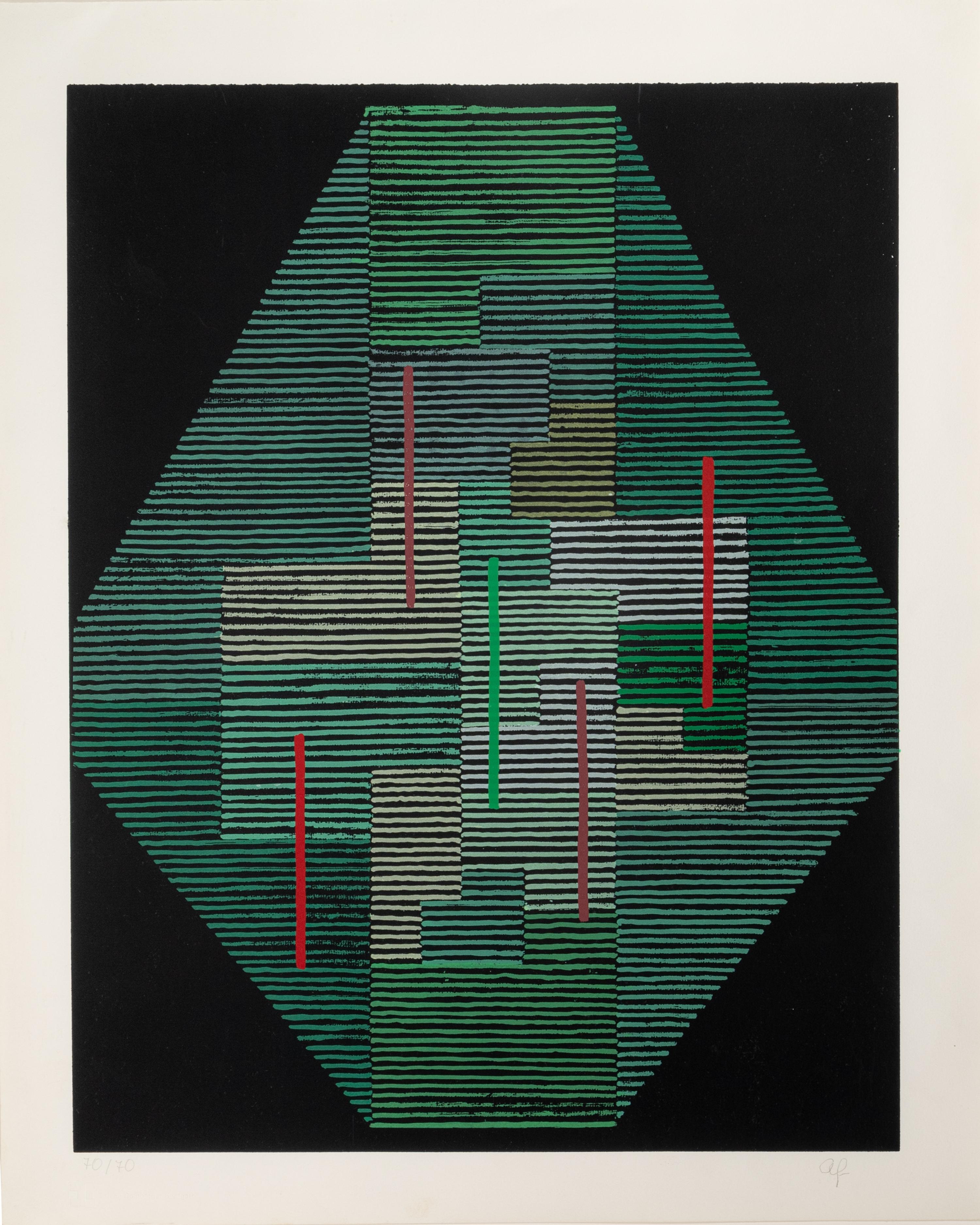 Untitled (Hellblaues Oval) and Untitled (Grüner Oktant) )(a pair of prints), 1966