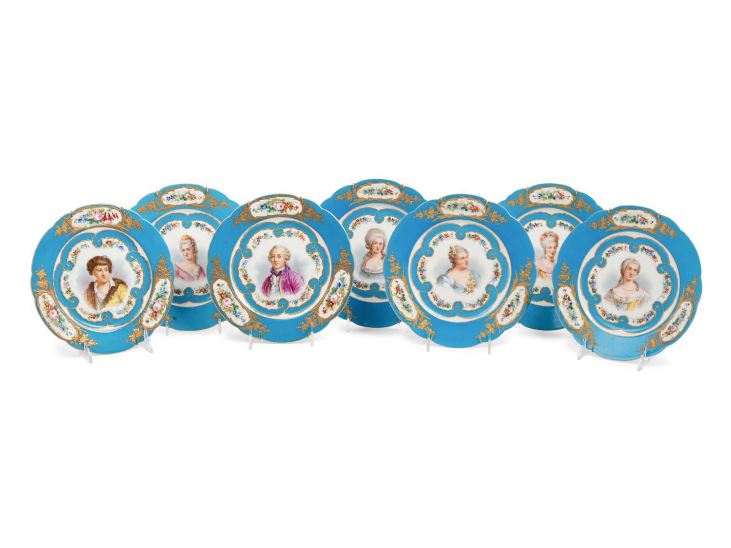 A Set of Twelve Sèvres Style Porcelain Plates