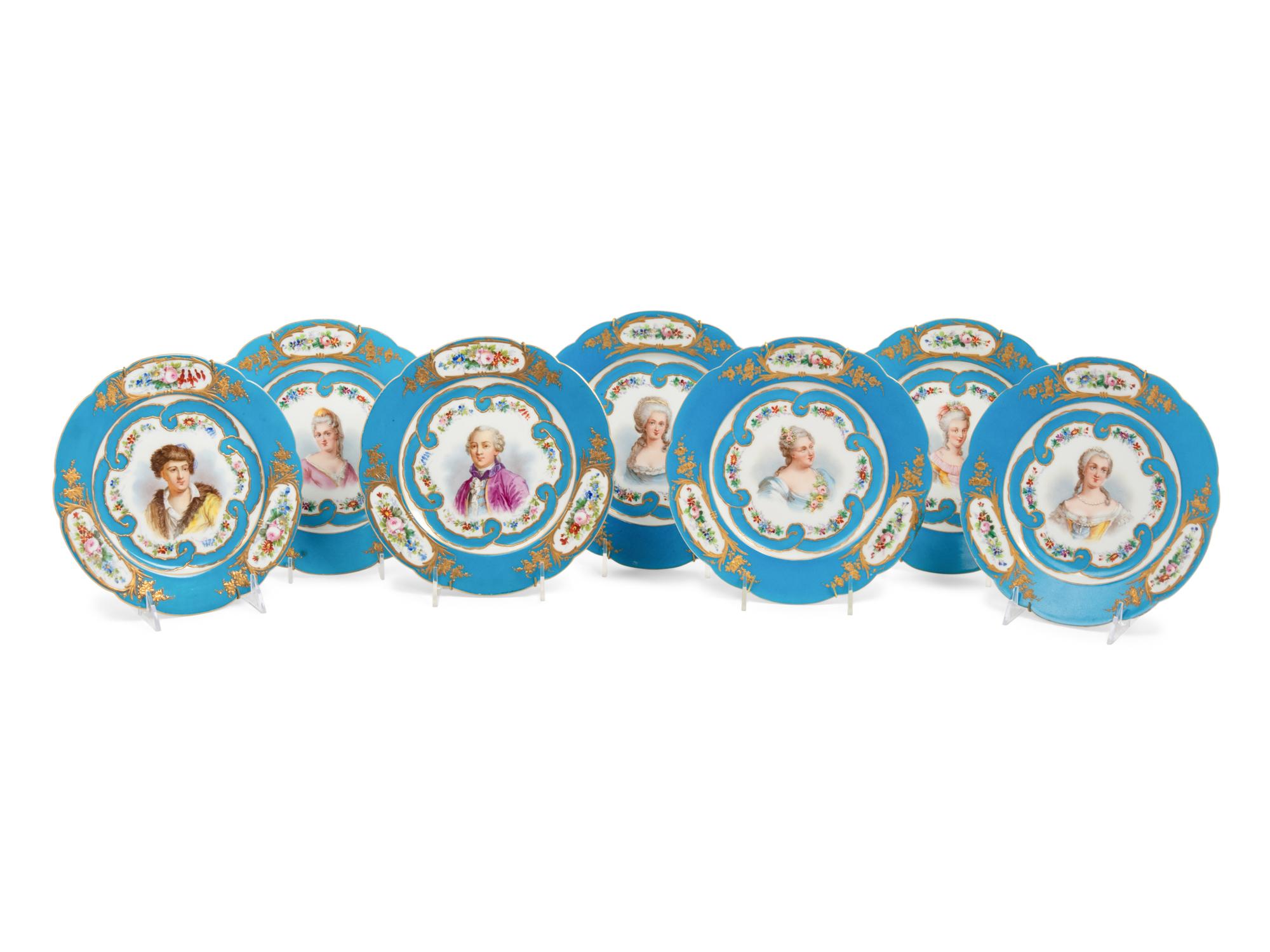 A Set of Twelve Sèvres Style Porcelain Plates