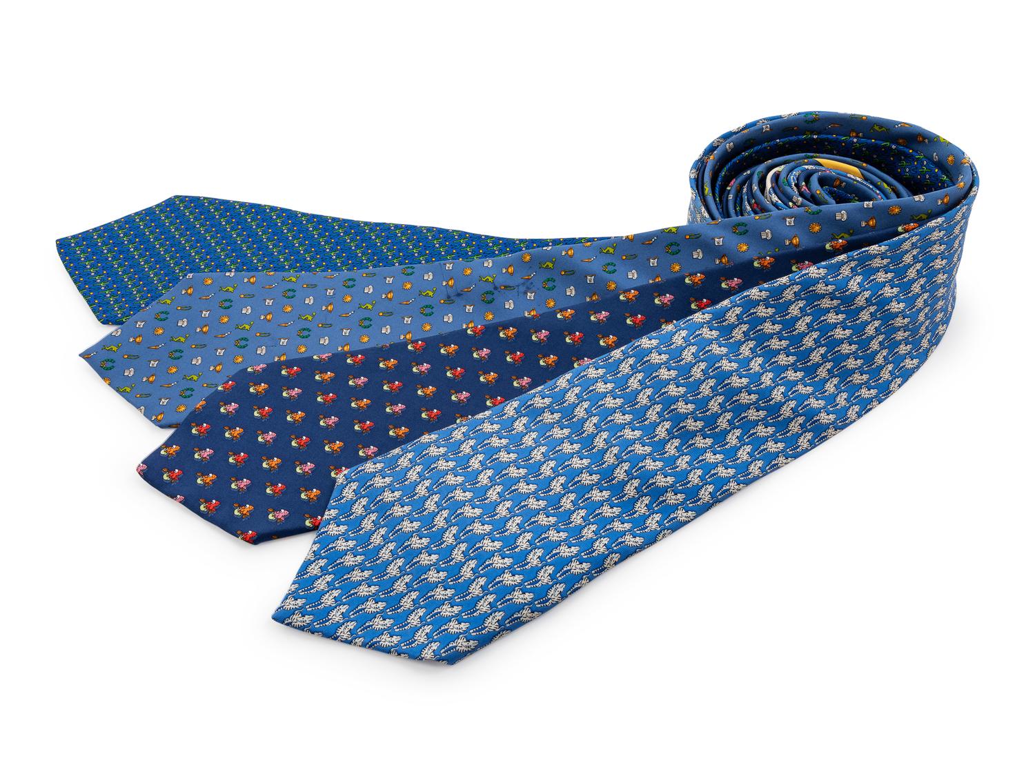 Four Salvatore Ferragamo Silk Ties,