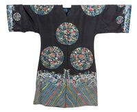 A Chinese Embroidered Silk Robe Height collar to hem 53 inches. — 19TH CENTURY