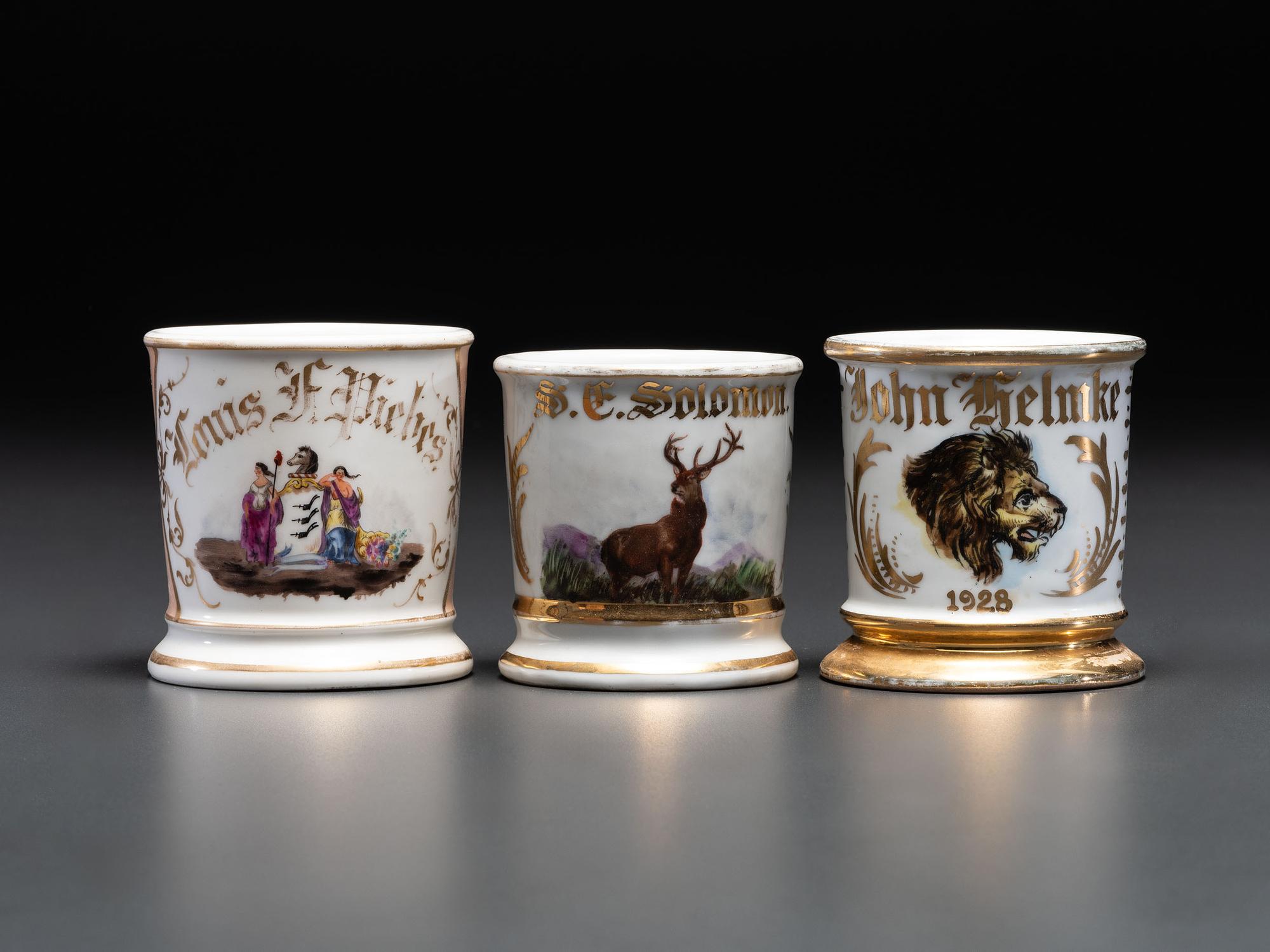 Three Fraternal Occupation Shaving Mugs