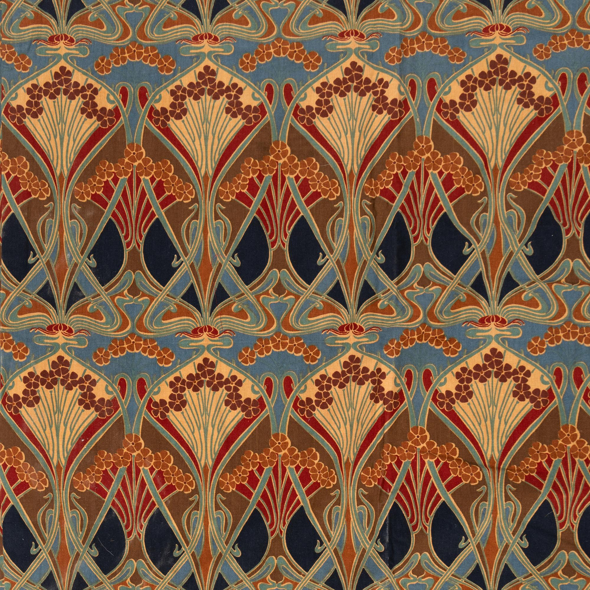 An Art Nouveau Block-Printed Cotton Panel