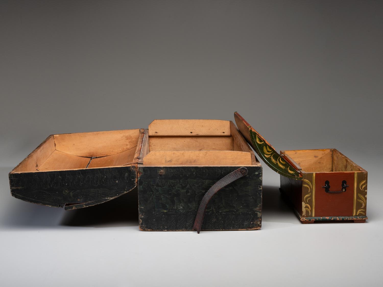 Two Paint Decorated Dome Top Chests