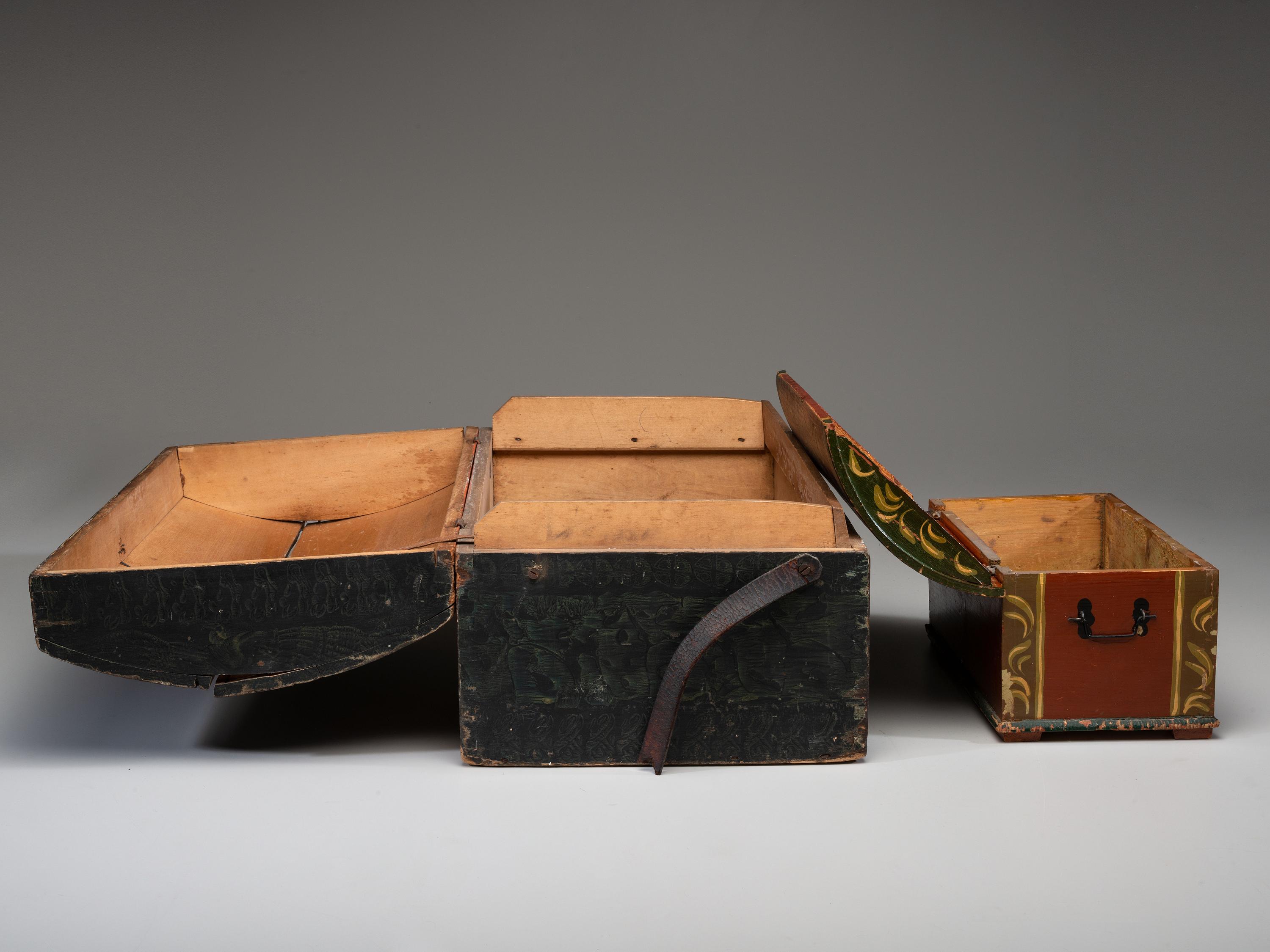 Two Paint Decorated Dome Top Chests