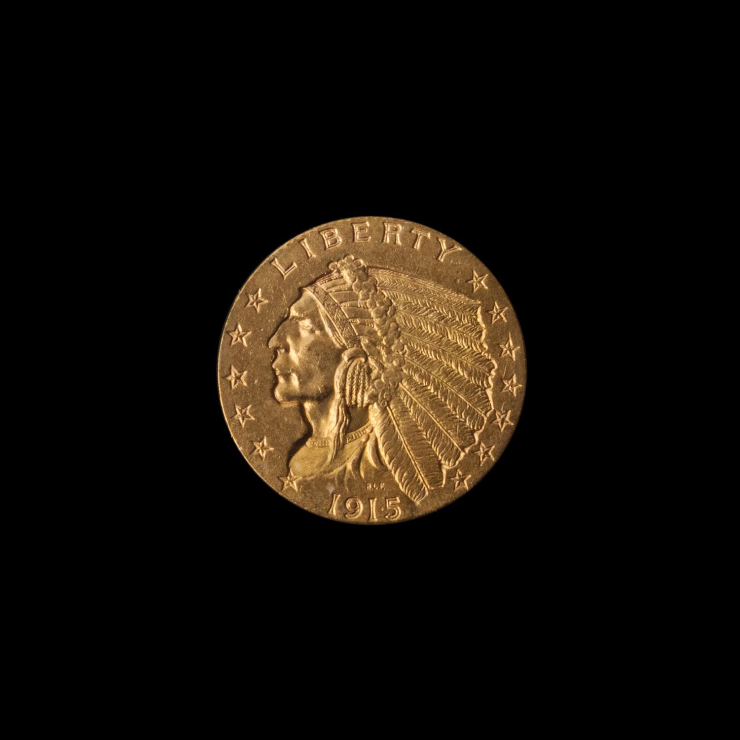 A United States 1915 Indian Head $2.50 Gold Coin