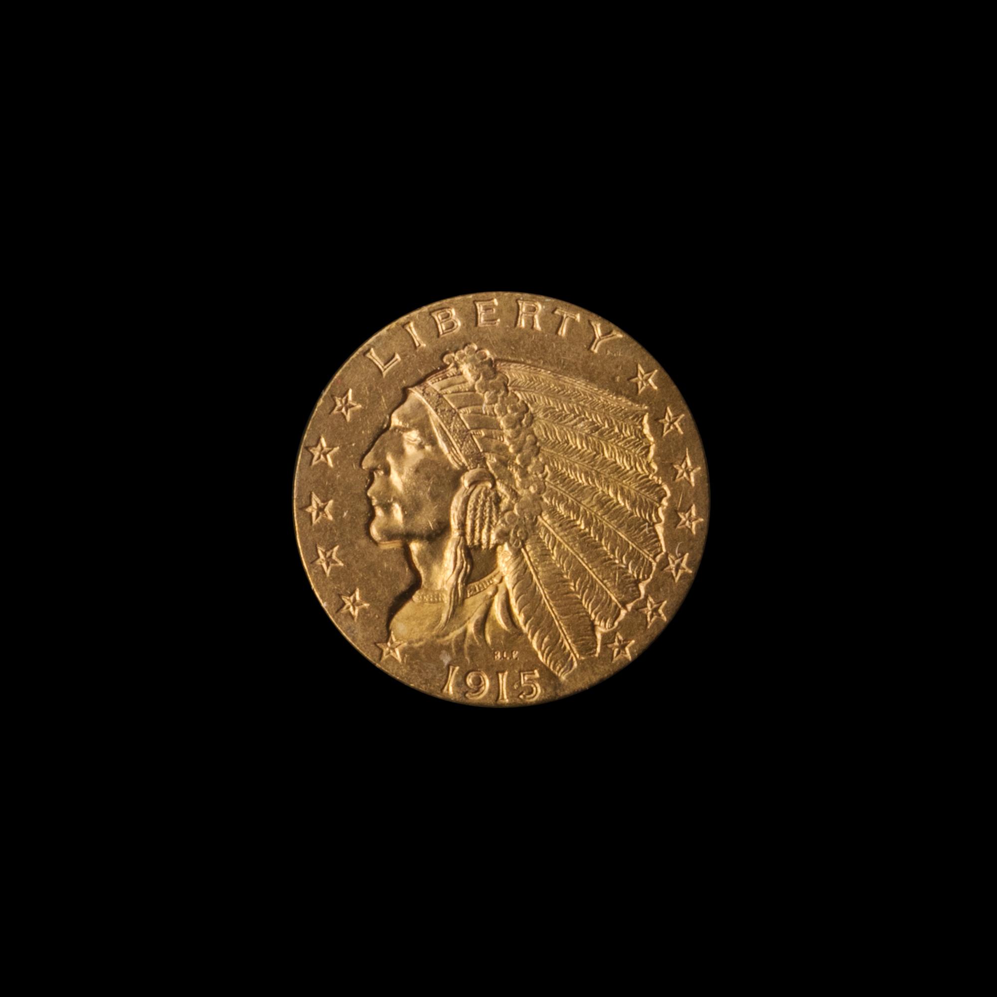 A United States 1915 Indian Head $2.50 Gold Coin
