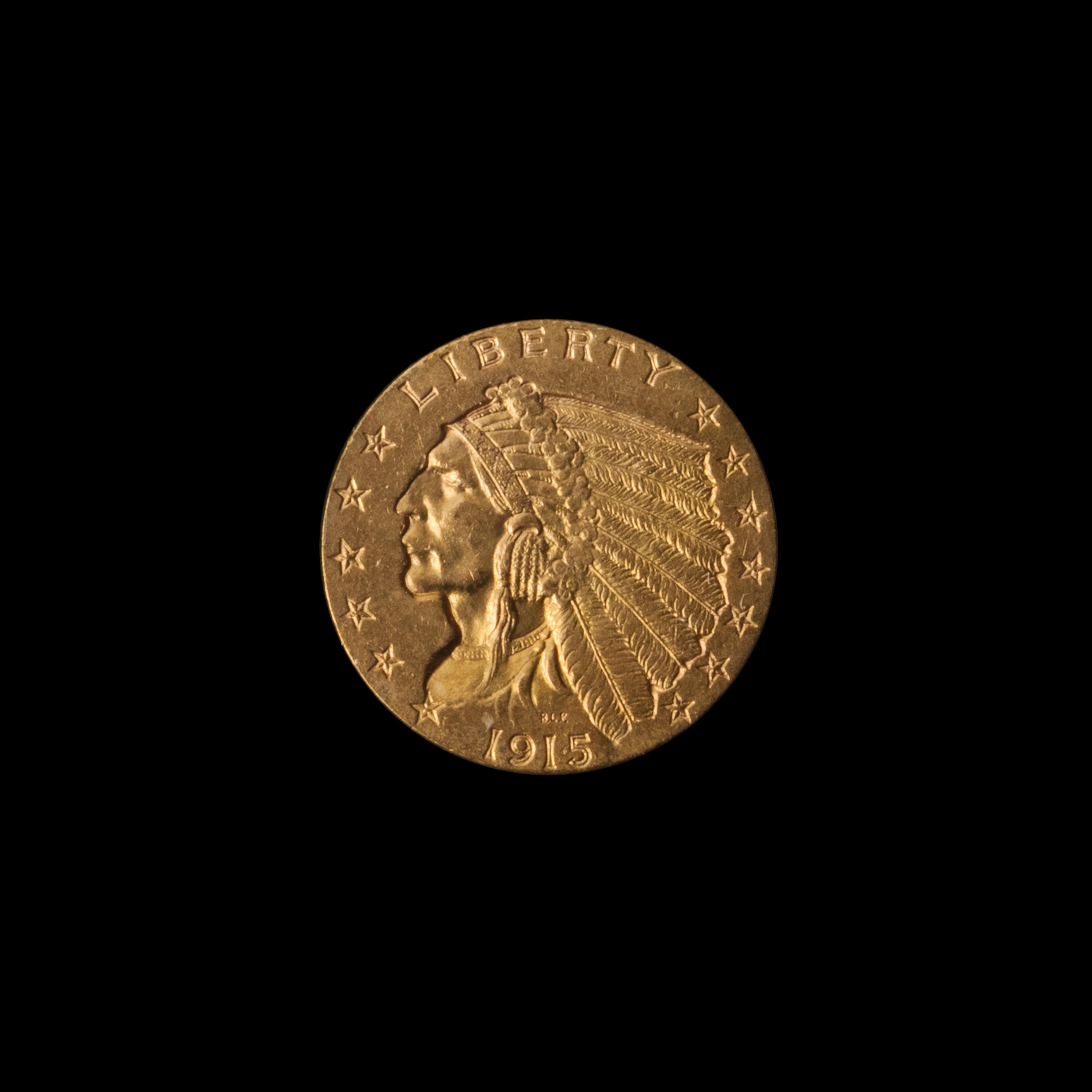 A United States 1915 Indian Head $2.50 Gold Coin