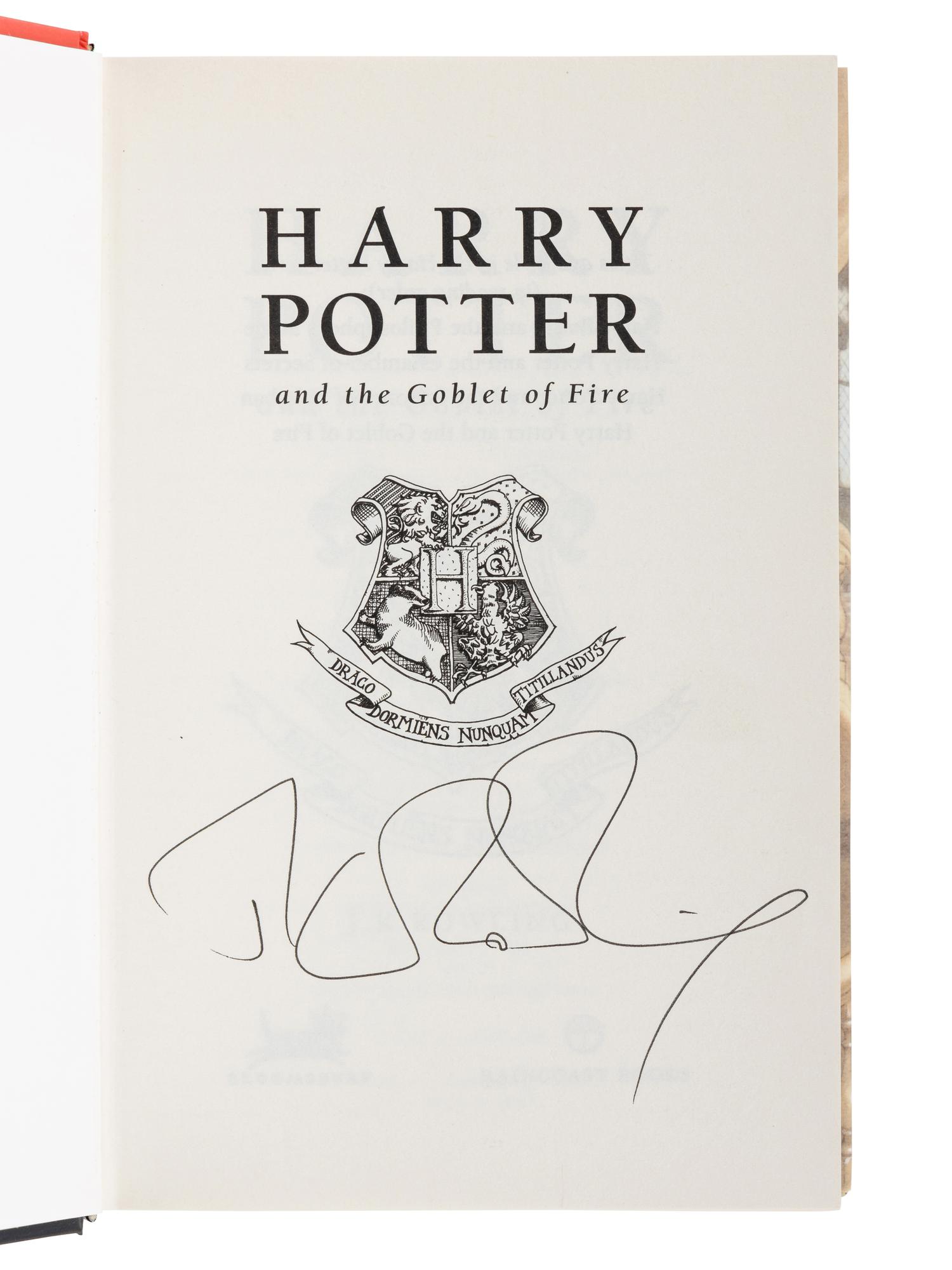 ROWLING, J.K. (b. 1965). Harry Potter and the Goblet of Fire. Vancouver: Raincoast Books, 2000.