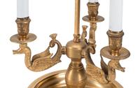 A Pair of French Gilt Metal and Tole Bouillotte Lamps