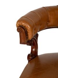 A Pair of William IV Style Leather-Upholstered Mahogany Armchairs
