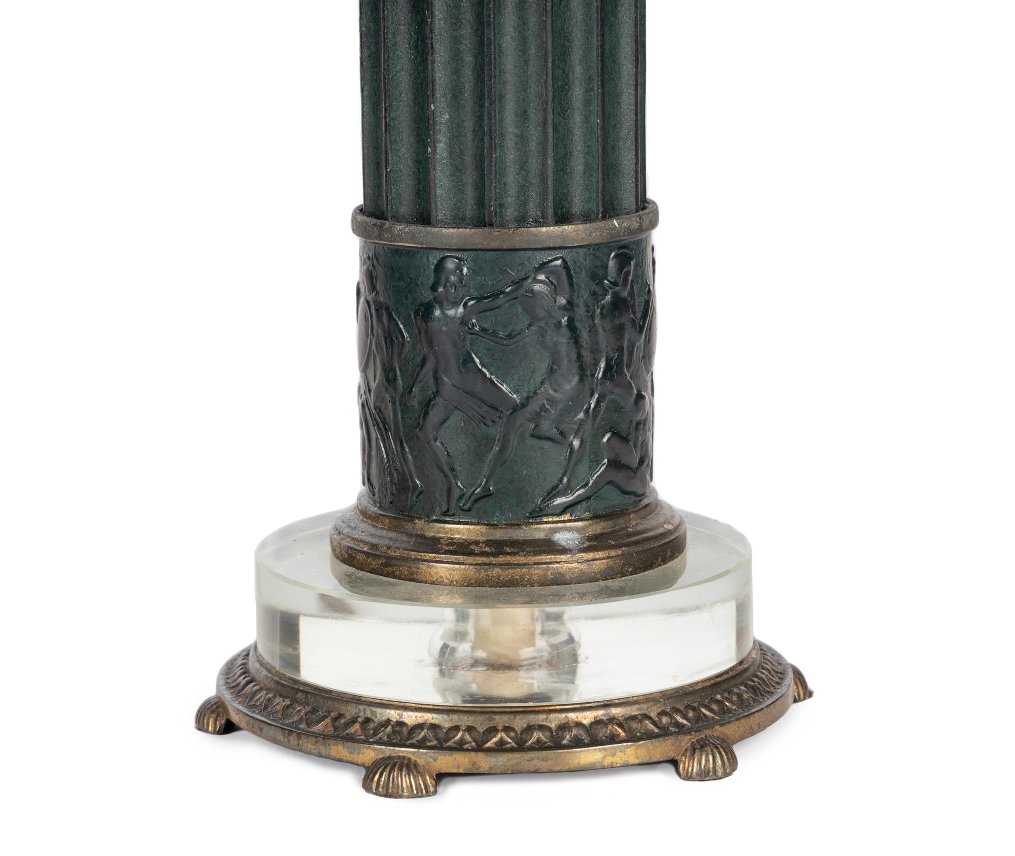 A Pair of Contemporary Patinated Metal Table Lamps