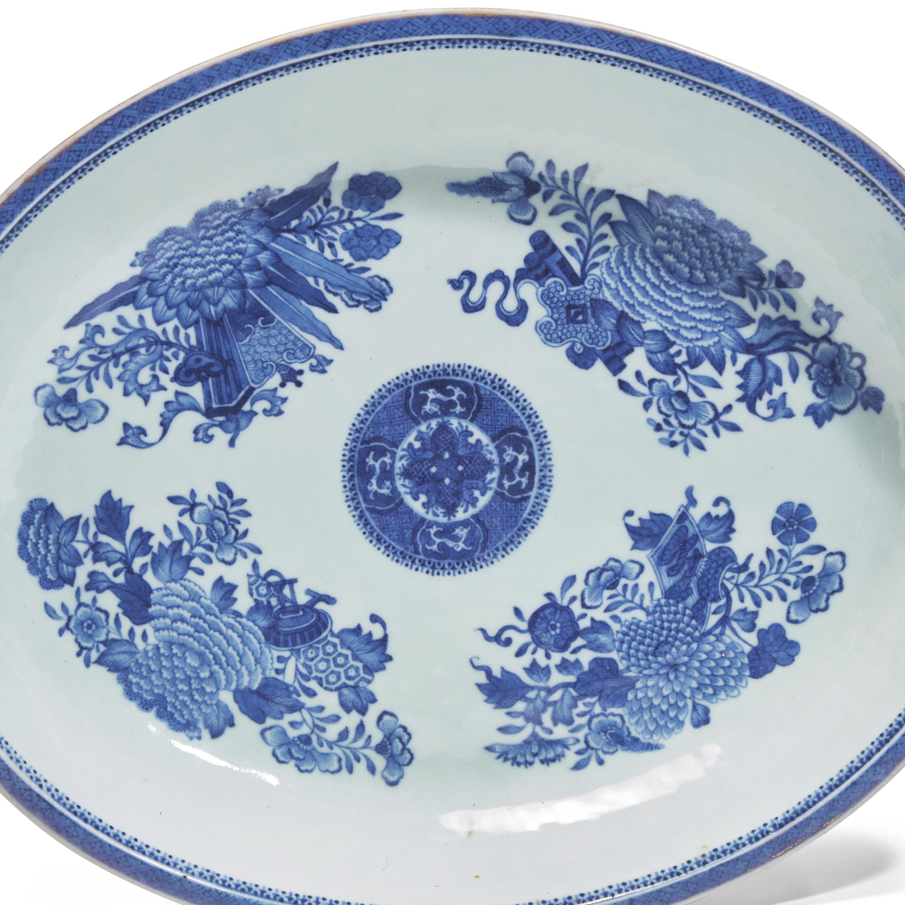 A Group of Three Chinese Export Porcelain Blue Fitzhugh Serving Dishes