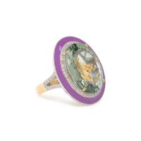 PRASIOLITE, DIAMOND AND ENAMEL RING