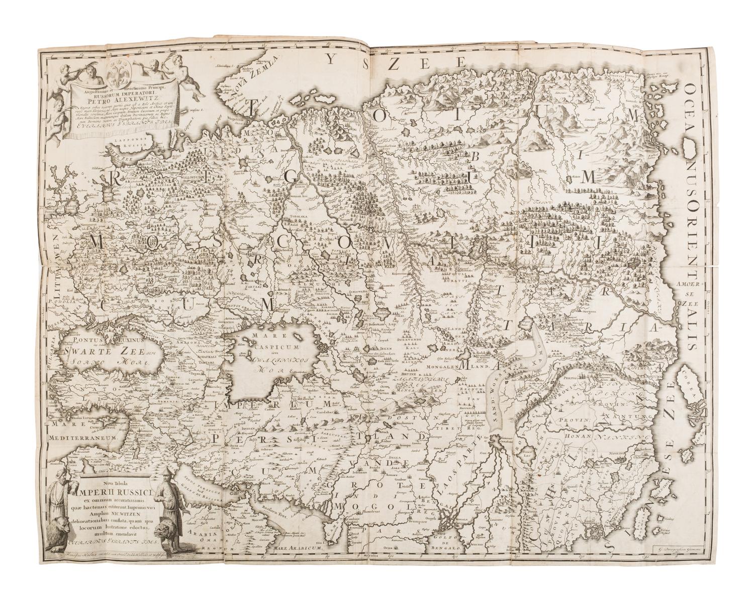 [Travel & Exploration]. Ides, Evert Ysbrants (1657-1708). Three Years Travels from Moscow Over-Land to China: Thro’ Great Ustiga, Siriana, Permia, Sibiria, Daour, Great Tartary, &c. to Peking . London: for W. Freeman, F. Walthoe, T. Newborough, and R. Parker, 1706.