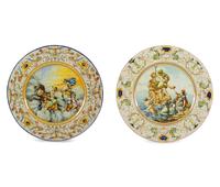 A Pair of Italian Renaissance Style Majolica Glazed Ceramic Chargers