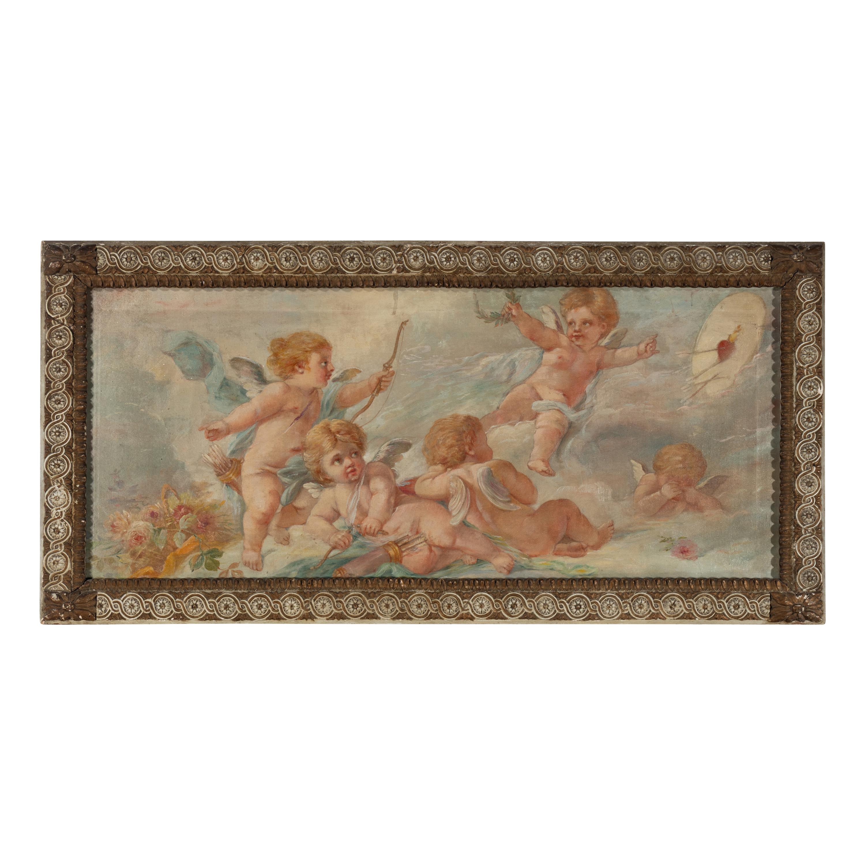 French School, 19th Century — Study for a Ceiling or Transom with Cherubs