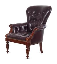 A William IV Style Leather Upholstered Mahogany Library Chair