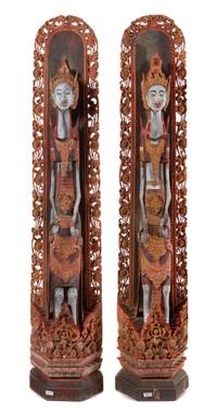 Two Southeast Asian Wood Carved Figures