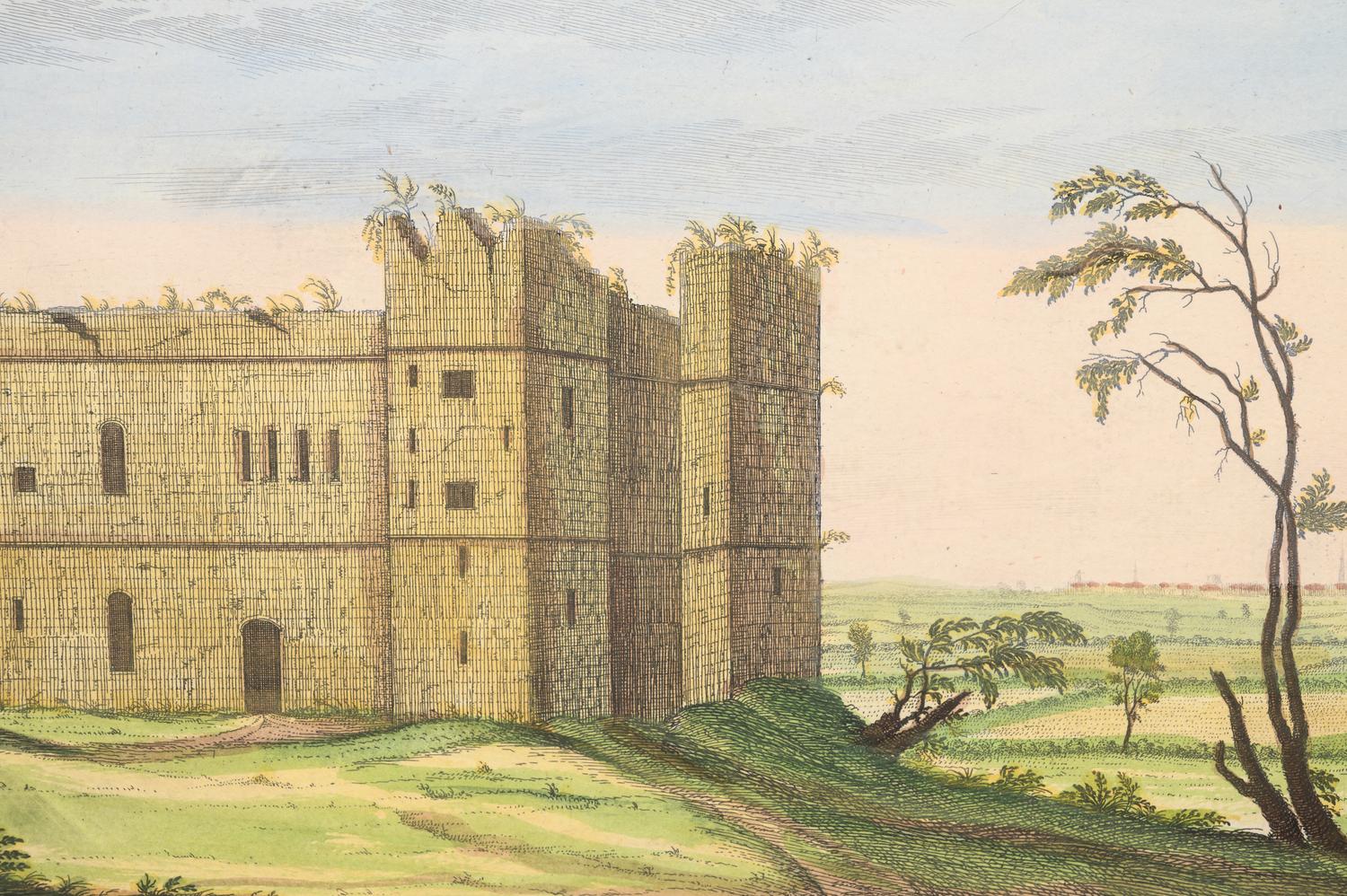 A Set of Eight English Architectural Engravings with Hand-Coloring