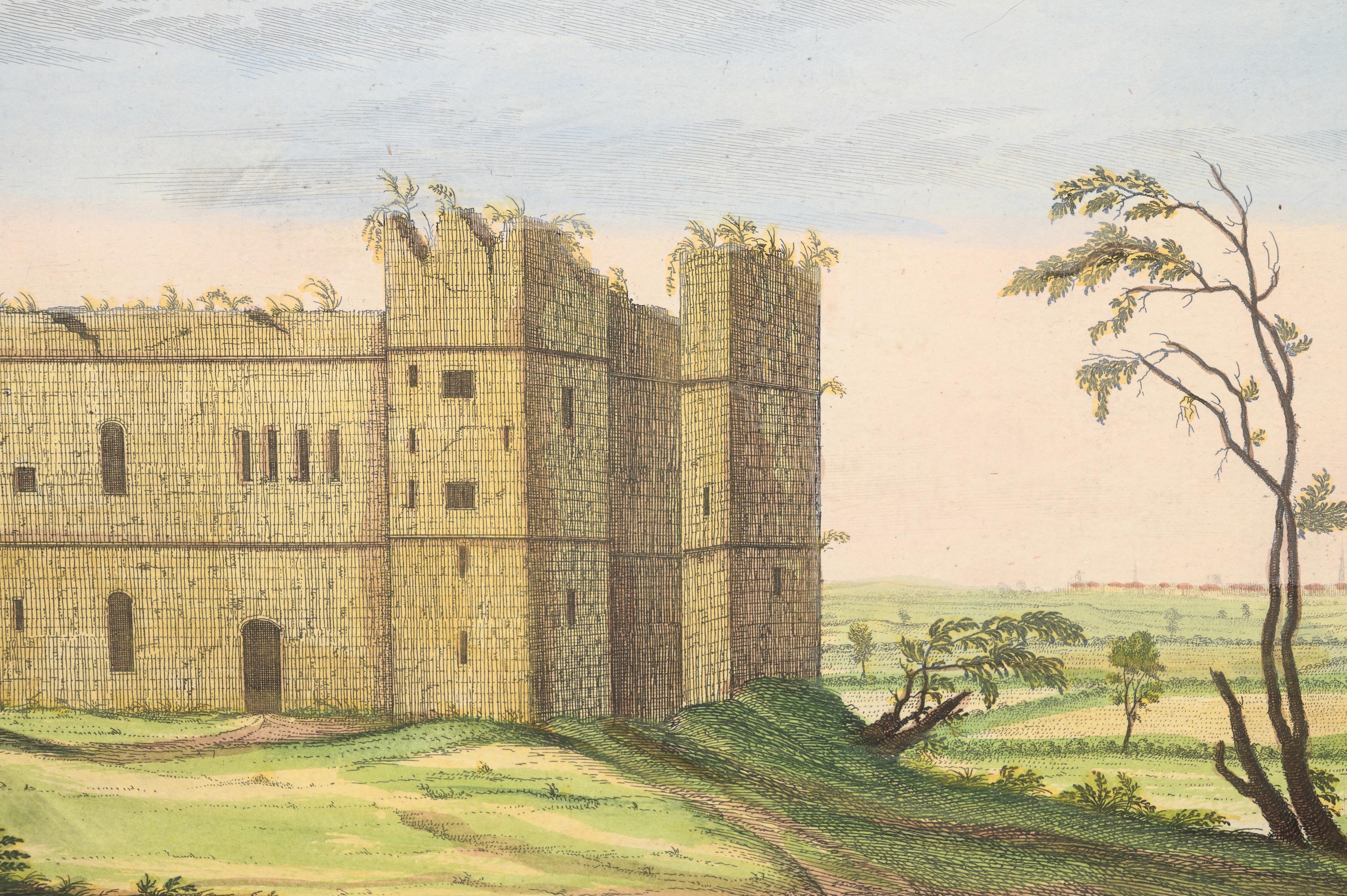 A Set of Eight English Architectural Engravings with Hand-Coloring