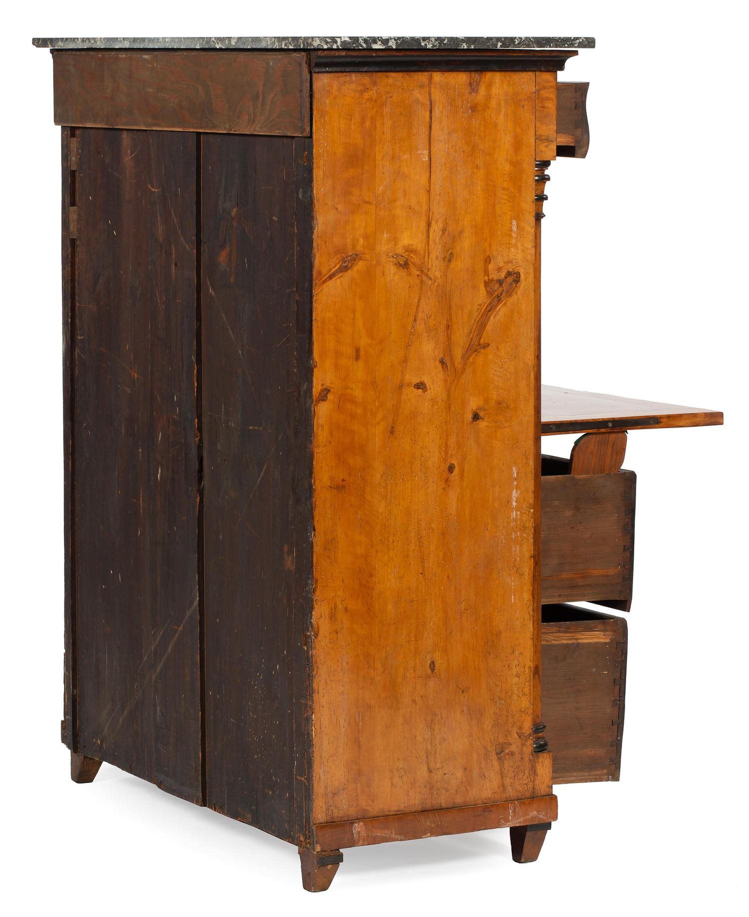 A Continental Parcel Ebonized Birch Secrétaire à Abattant
