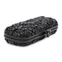 Bottega Veneta, Long Knot Clutch in Pleated Black Snakeskin