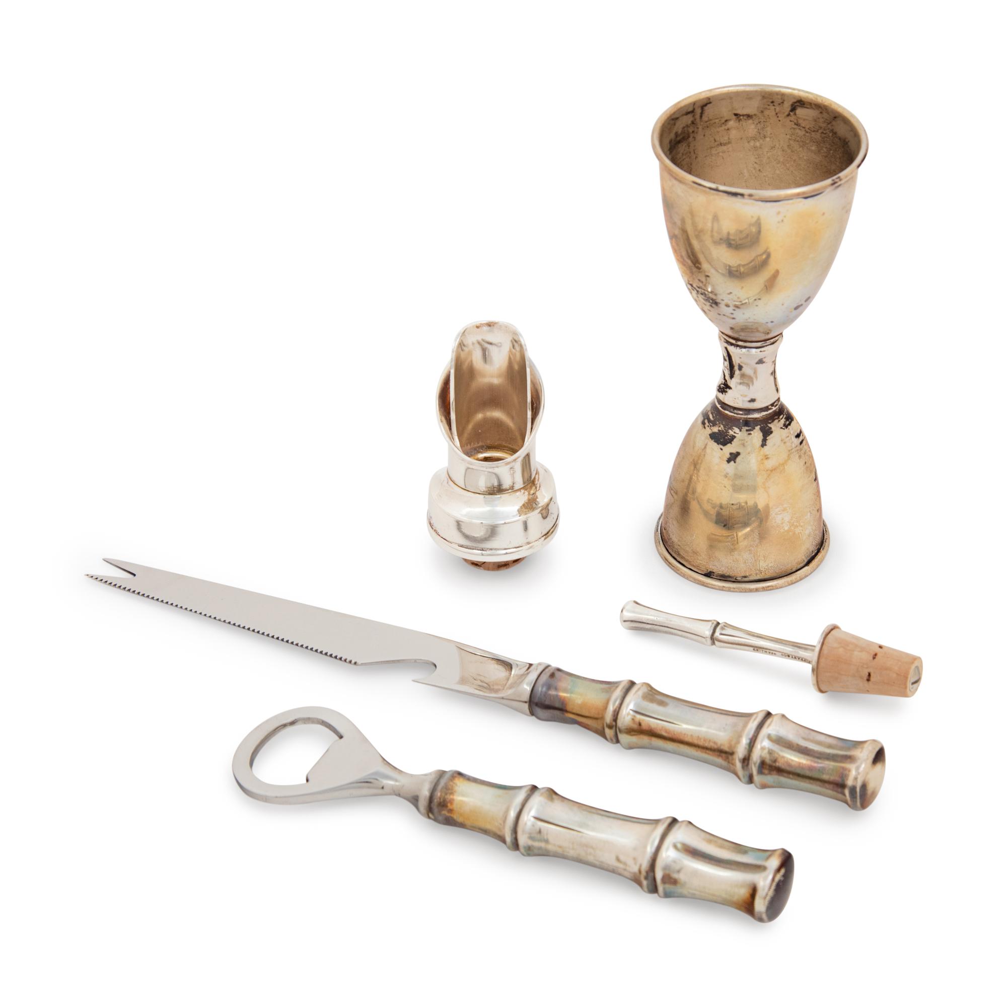 A Group of Four Tiffany & Co. Silver Bamboo Pattern Bar Articles