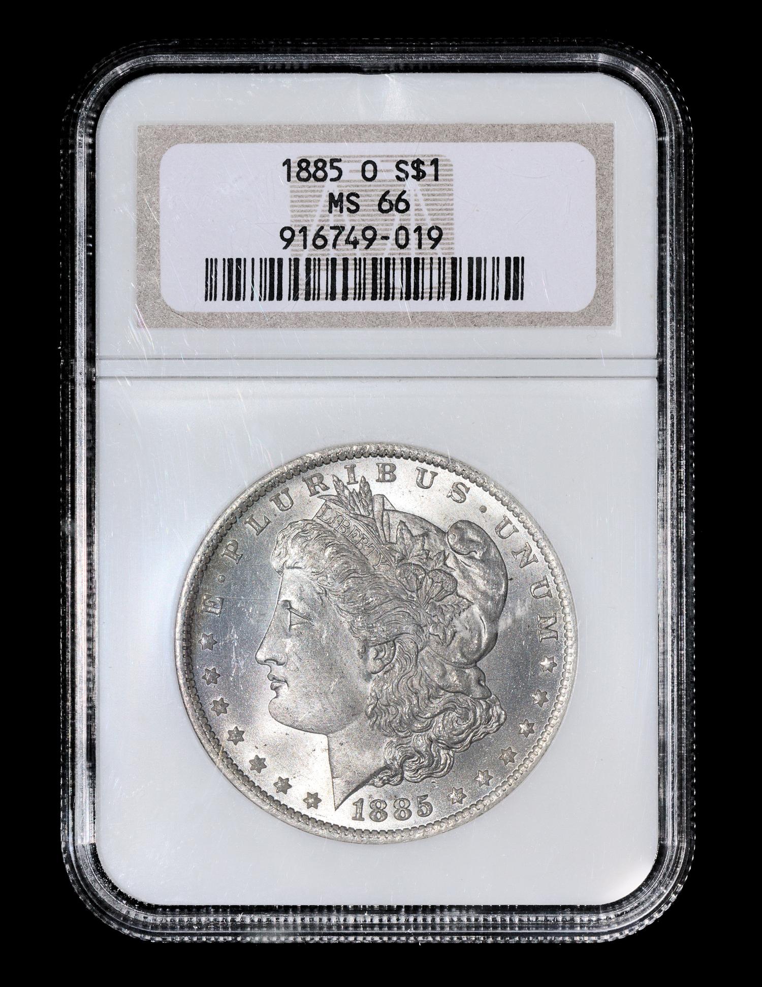 A United States 1885-O Morgan Silver $1 Coin — NGC graded MS66