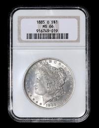 A United States 1885-O Morgan Silver $1 Coin — NGC graded MS66