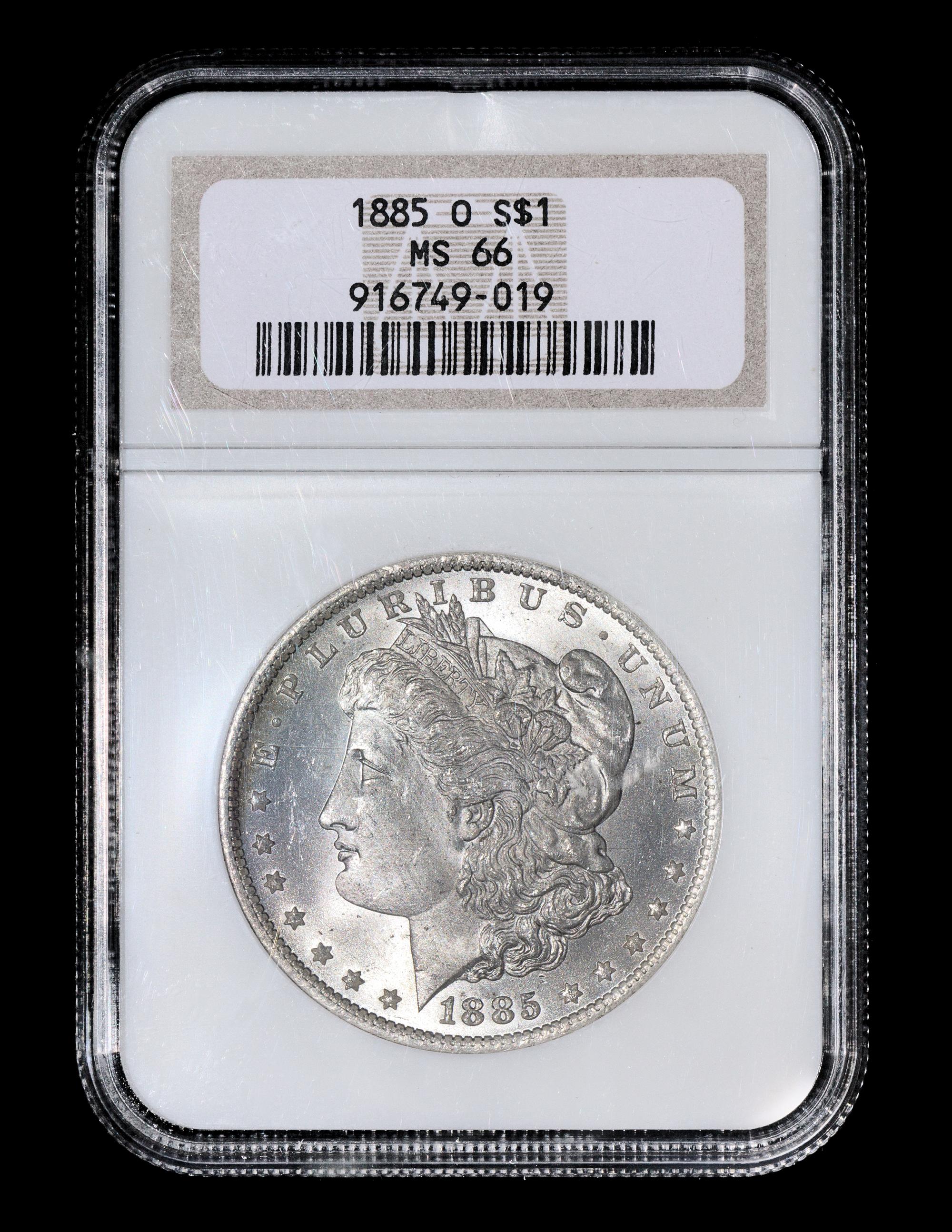 A United States 1885-O Morgan Silver $1 Coin — NGC graded MS66