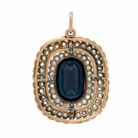 Sapphire, Diamond, and Enamel Pendant