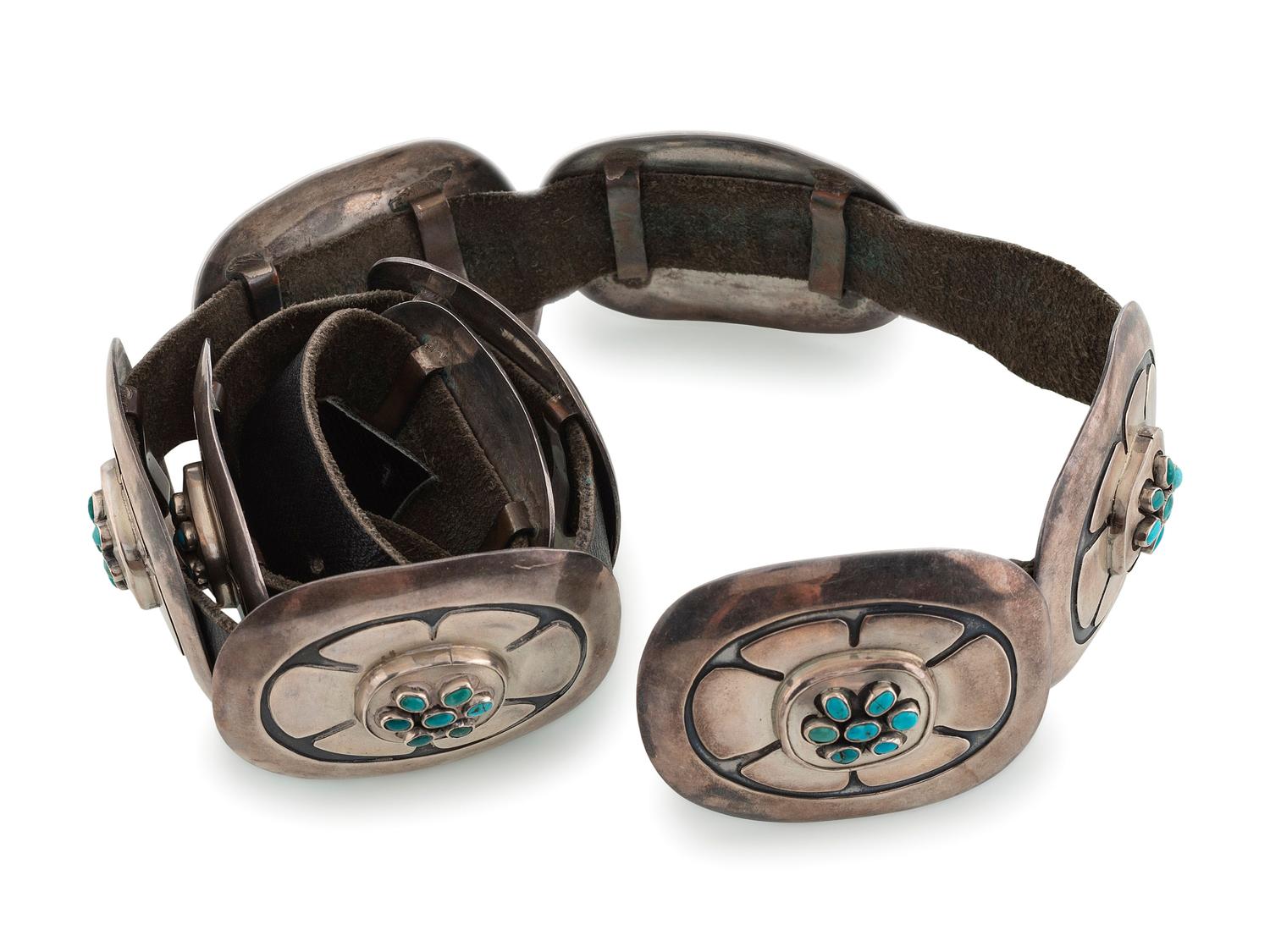 Navajo Silver and Turquoise Concha Belt