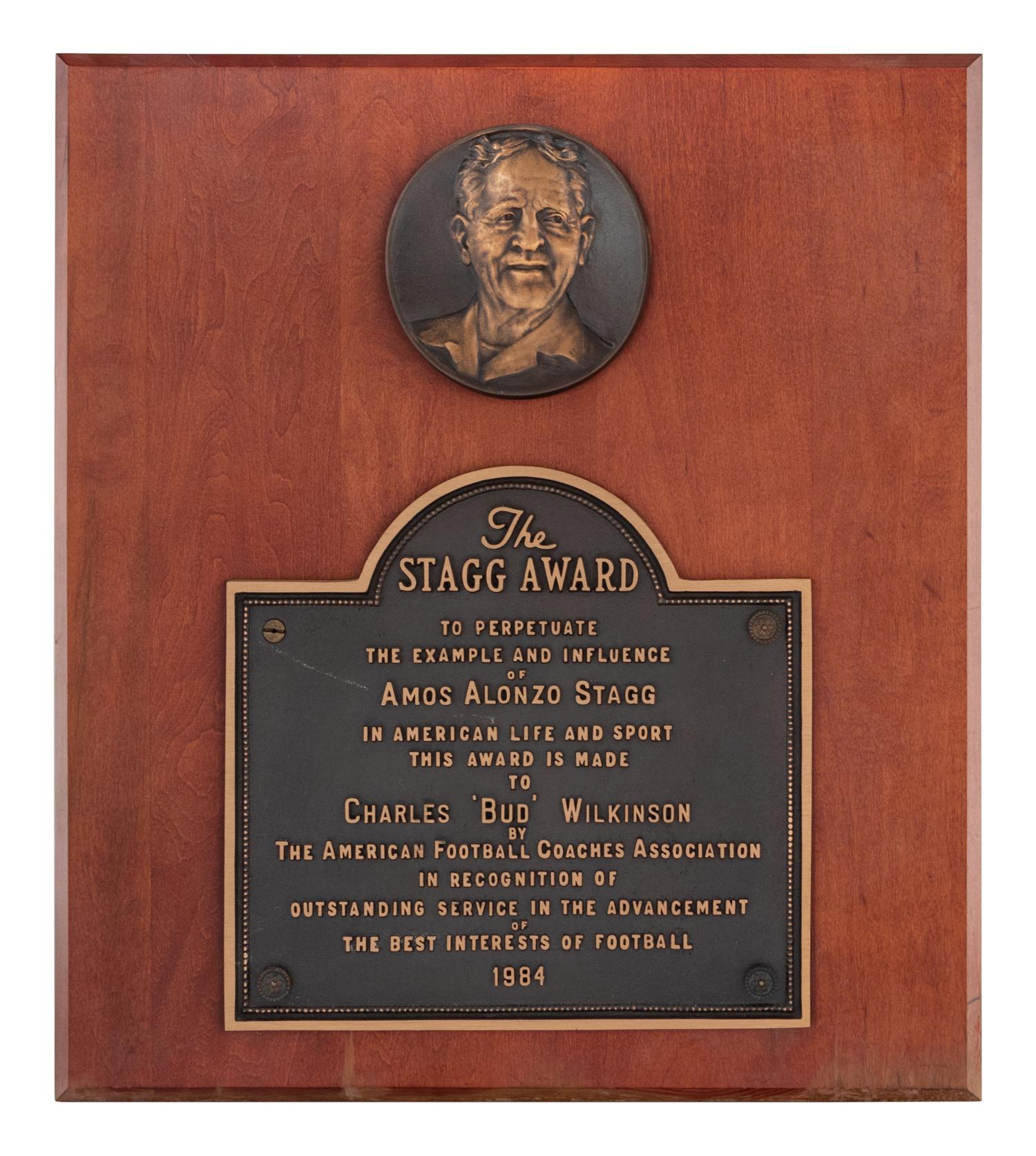 Oklahoma Football Coach Bud Wilkinson's 1984 Stagg Award Presented by The American Football Coaches Association