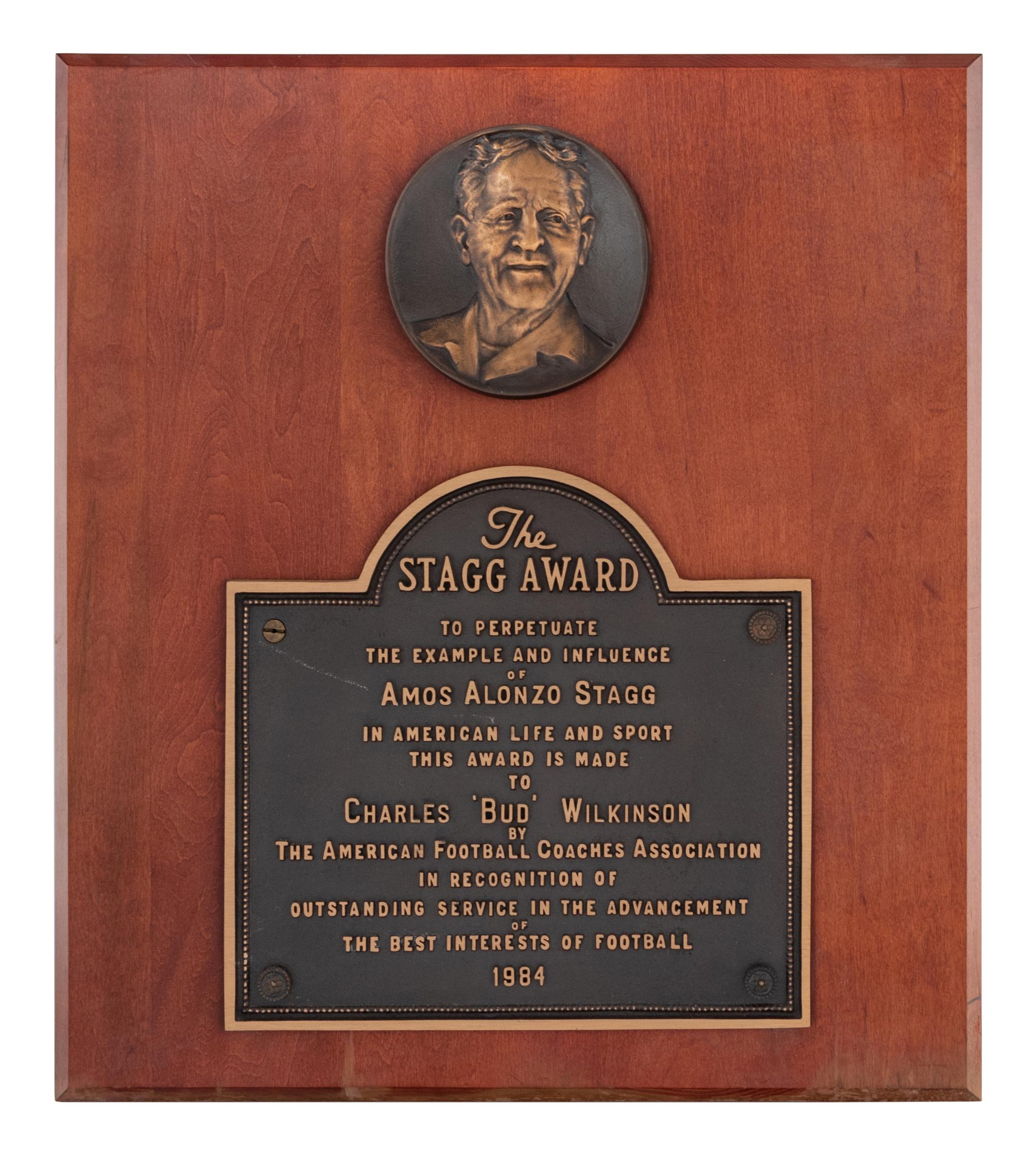 Oklahoma Football Coach Bud Wilkinson's 1984 Stagg Award Presented by The American Football Coaches Association