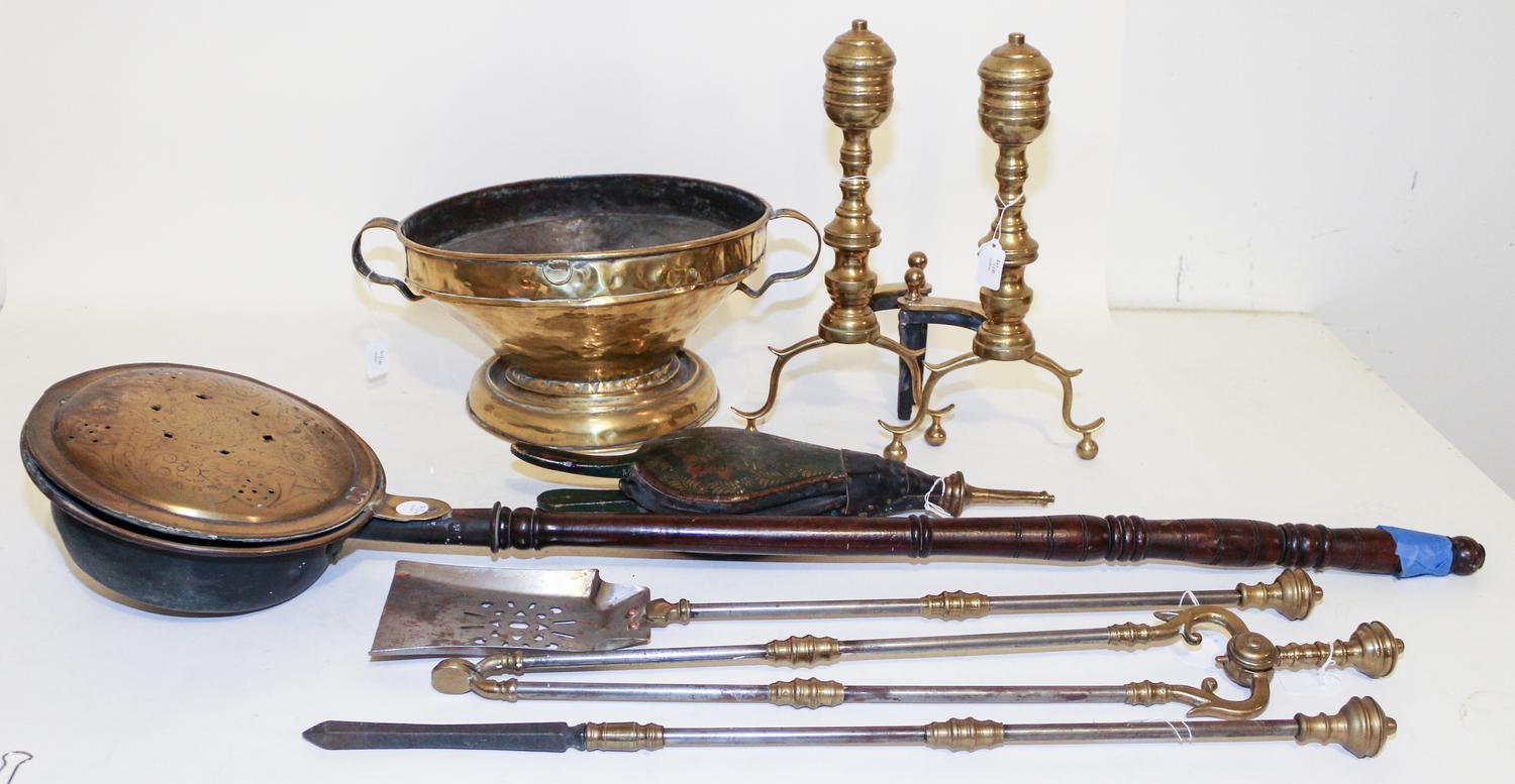 An Assembled Set of Fireplace Equipment Height of first 16 inches. — 19TH AND 20TH CENTURY