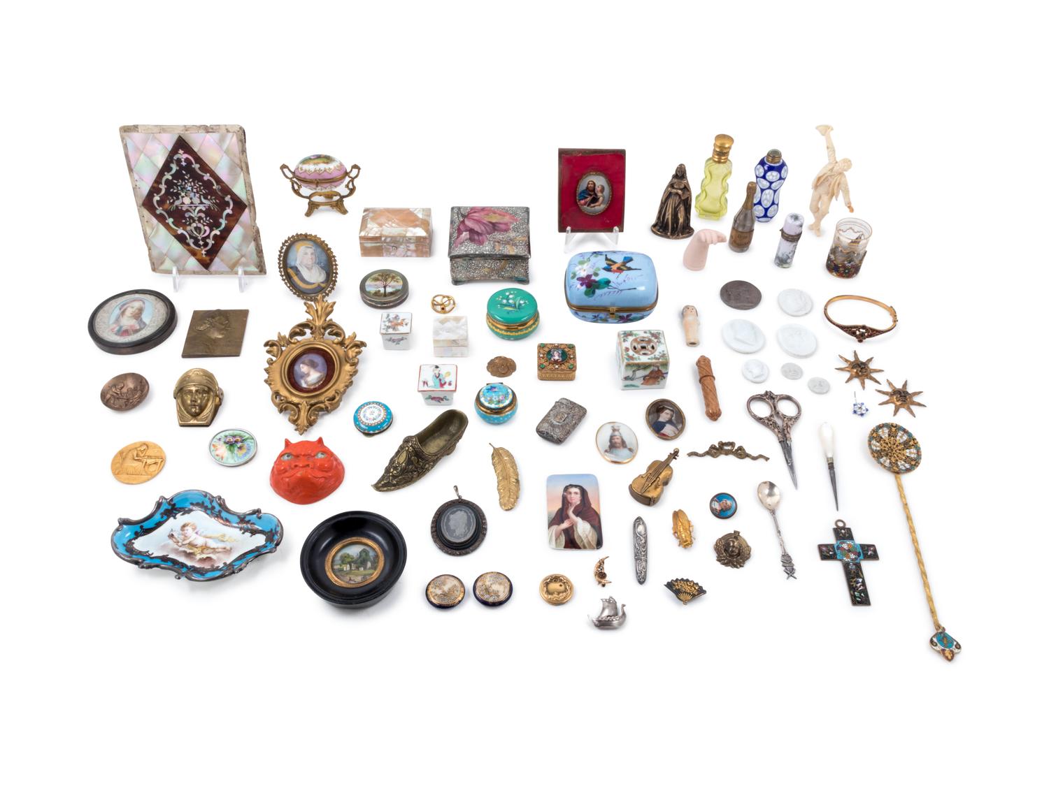 A Collection of Porcelain Miniatures, Small Boxes and Decorative Articles