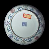 A Chinese Doucai Porcelain 'Shou' Dish, Daoguang Mark and Period 清道光 斗彩壽字紋盤
