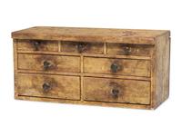 A Southern Yellow Painted Cherrywood and Yellow Pine Miniature Chest