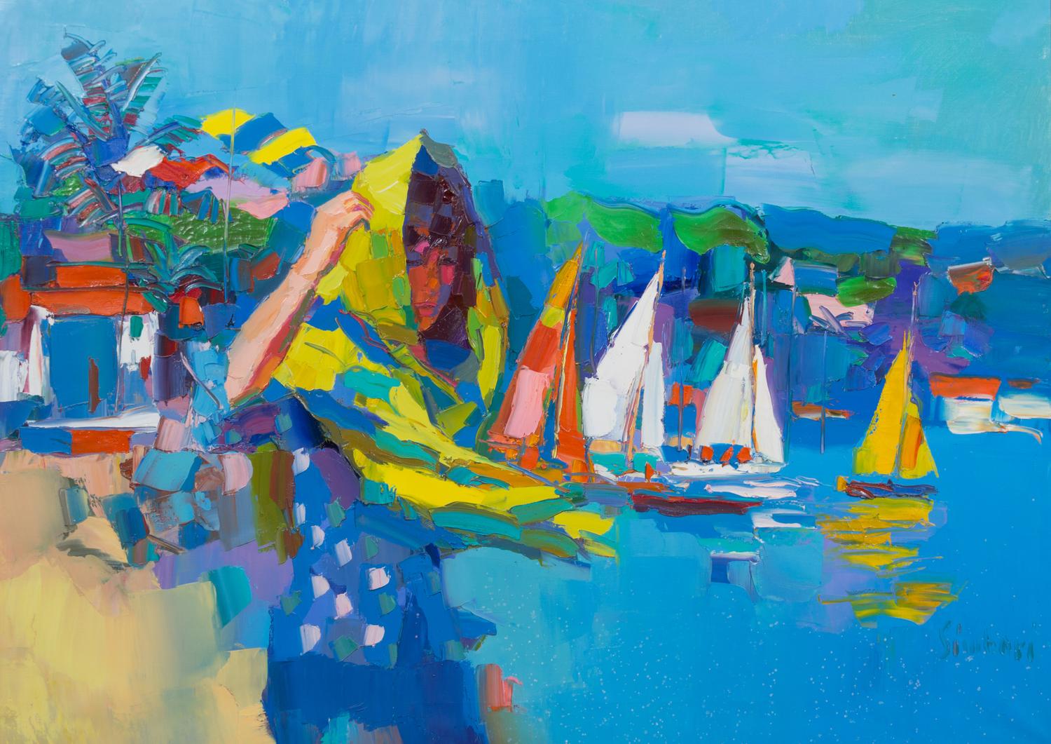 Nicola Simbari, (Italian, 1927-2012), Sails in Gargano