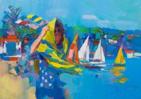 Nicola Simbari, (Italian, 1927-2012), Sails in Gargano