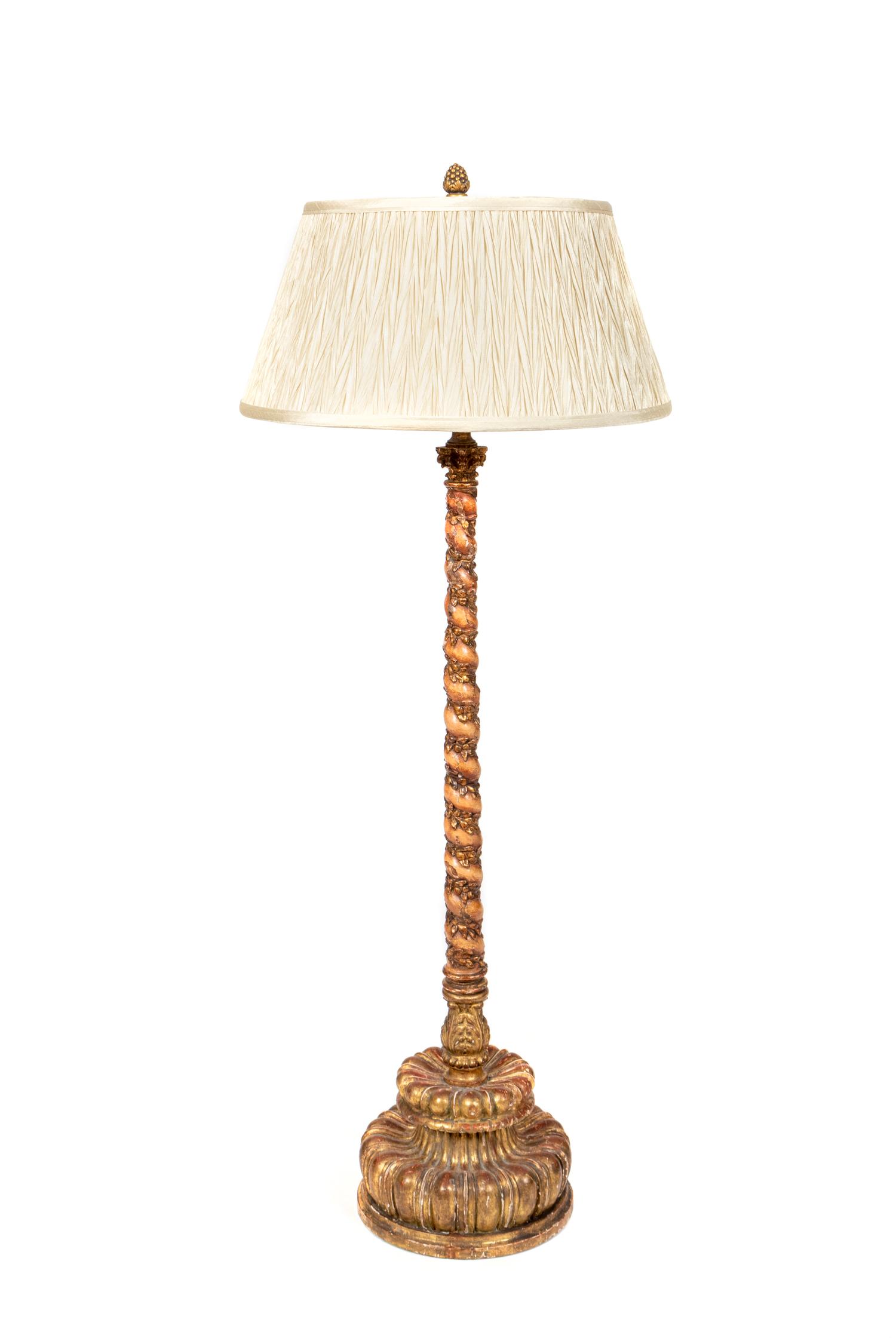 An Italian Carved and Parcel Giltwood Table Lamp — LATE 19TH CENTURY