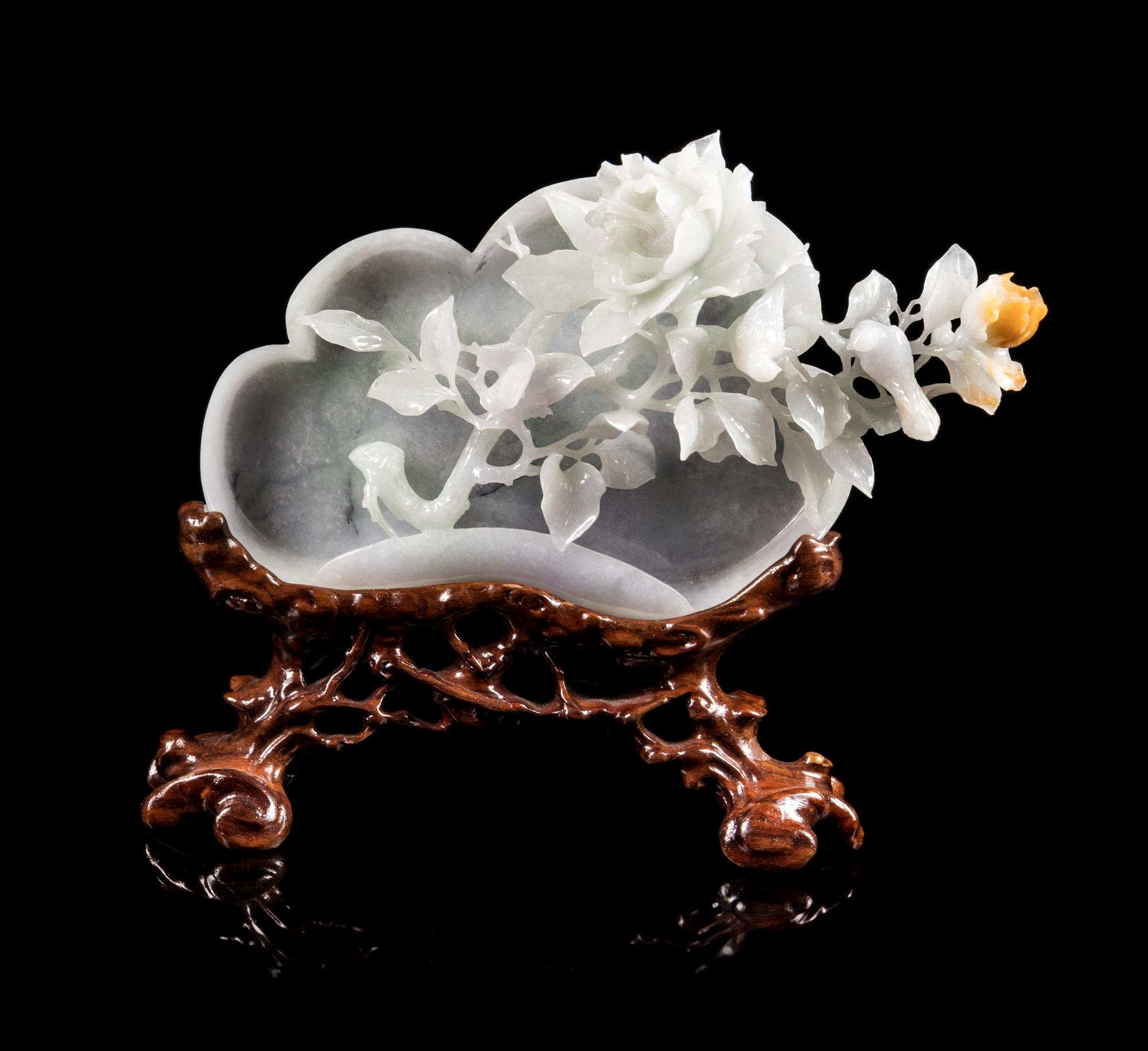 A Jadeite 'Floral' Tray Length 8 1/4 inches. — 20TH CENTURY
