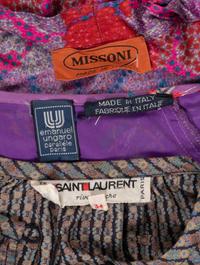 Three Designer Ensembles: One Yves Saint Laurent, One Emanuel Ungaro, and One Missoni, 1980s
