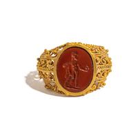A Roman Red Jasper Ring Stone with the Demigod Hercules and the Apples of the Hesperides — Set in a gold ring