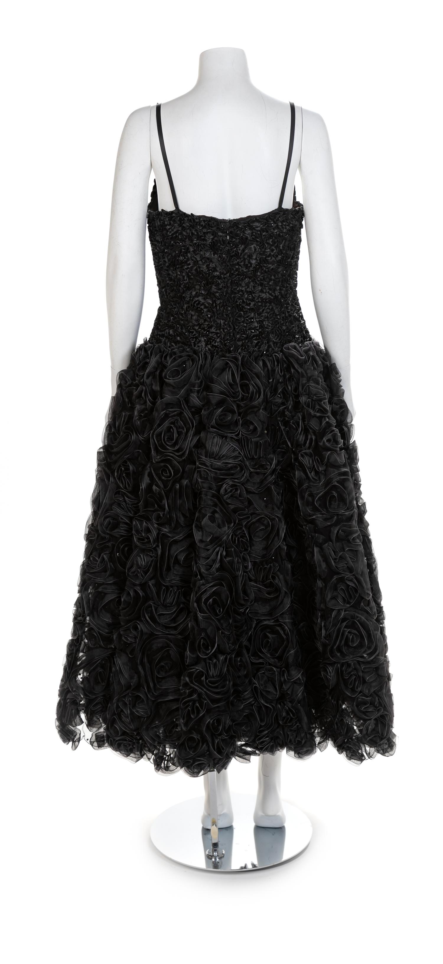 Isaac Mizrahi Black Ribbon Dress, 1980-90s Size label: 10