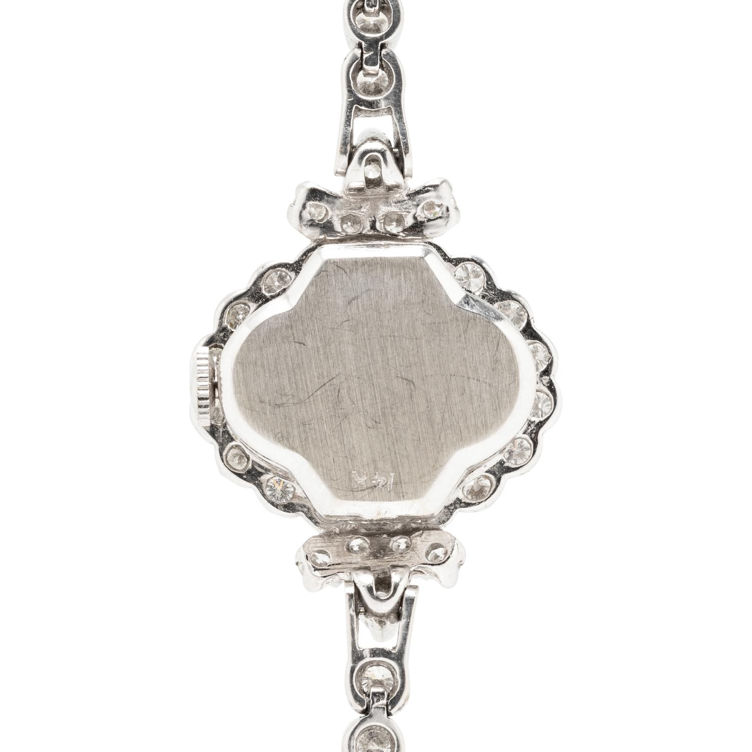 HAMILTON, 14K WHITE GOLD AND DIAMOND WATCH