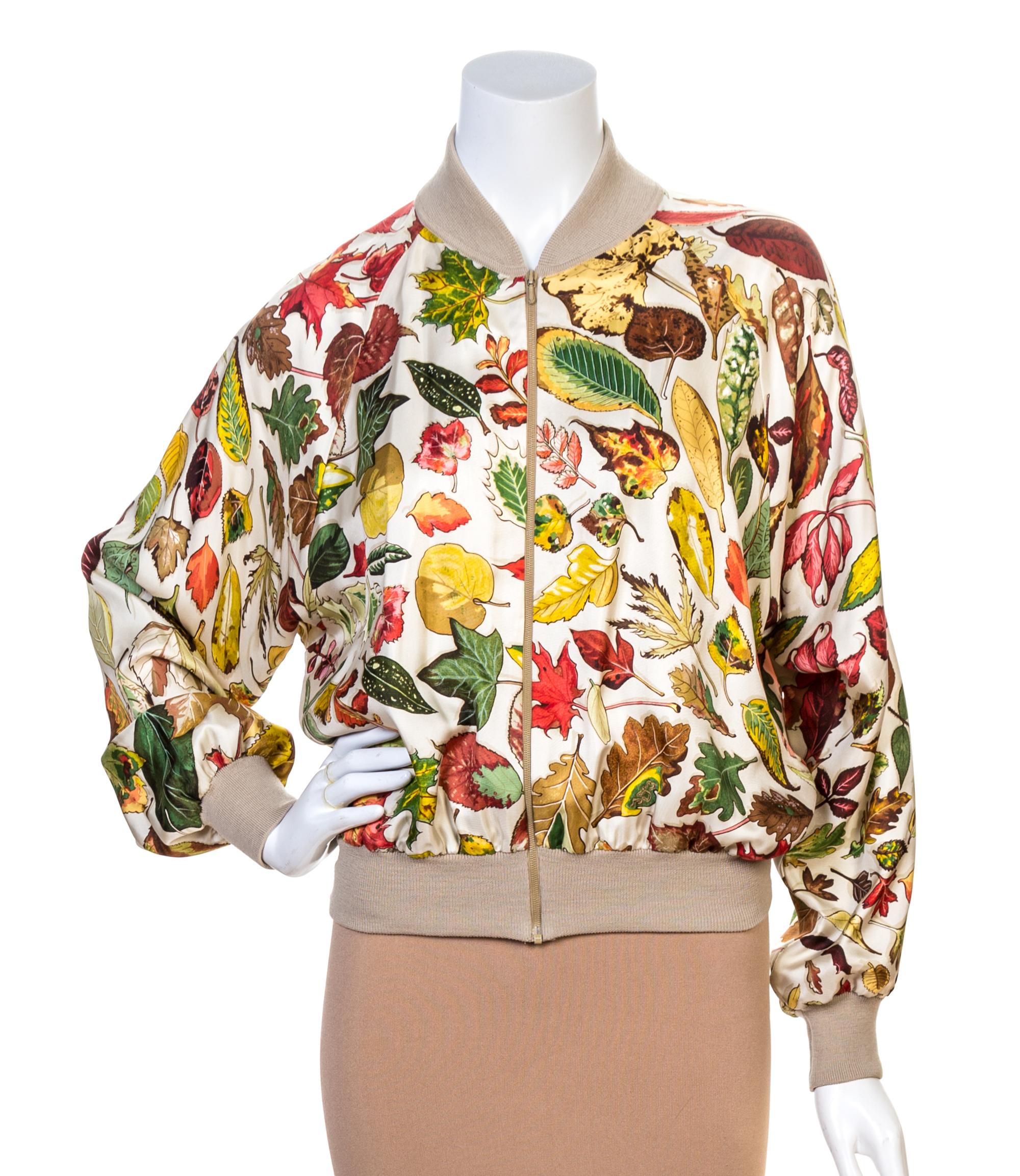 An Hermes Multicolor Silk Bomber Jacket, Size 44.