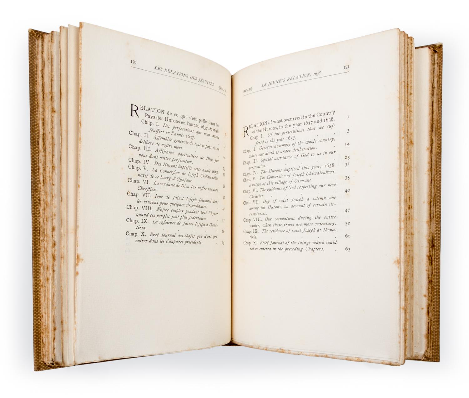 THWAITES, REUBEN GOLD. The Jesuit Relations and Allied Documents...in New France. Cleveland, 1896-1901. Limited. 73 vols.