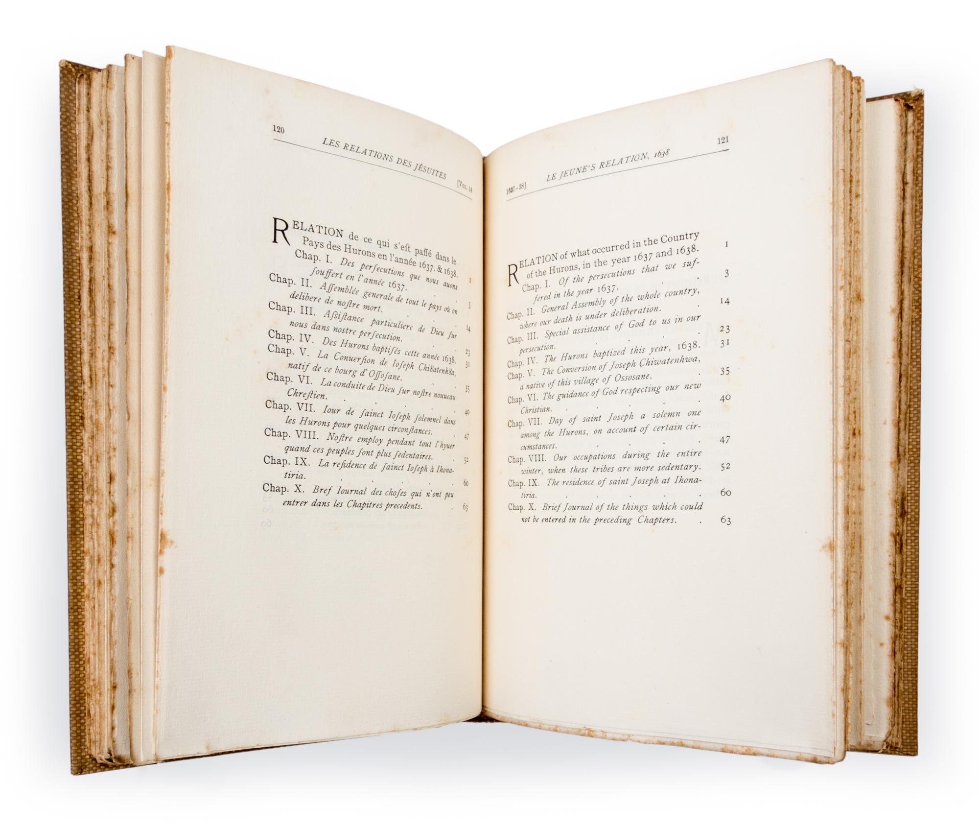 THWAITES, REUBEN GOLD. The Jesuit Relations and Allied Documents...in New France. Cleveland, 1896-1901. Limited. 73 vols.